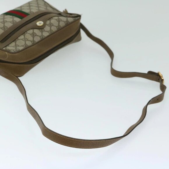 GUCCI GG Supreme Web Sherry Line Shoulder Bag PVC Beige 68 02 005 Auth 68227 - Picture 8 of 16